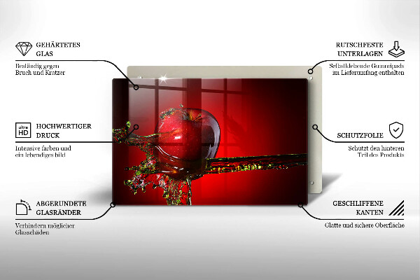 Placă sticla protectie aragaz Fructe de măr în apă