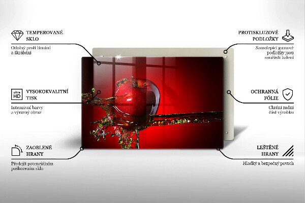 Placă sticla protectie aragaz Fructe de măr în apă