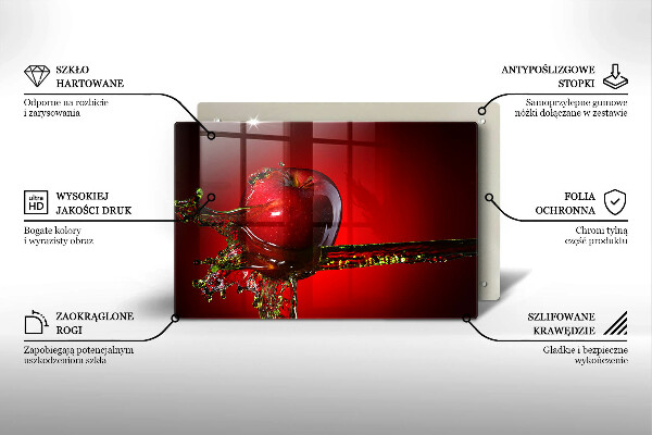 Placă sticla protectie aragaz Fructe de măr în apă
