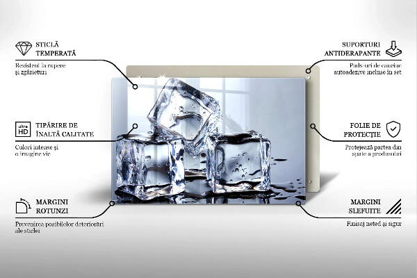 Placă sticla protectie aragaz Cuburi de gheata