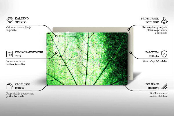 Placă sticla protectie aragaz Frunză decorativă filonată