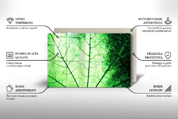 Placă sticla protectie aragaz Frunză decorativă filonată