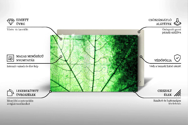 Placă sticla protectie aragaz Frunză decorativă filonată