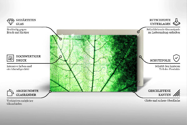 Placă sticla protectie aragaz Frunză decorativă filonată