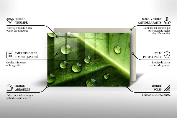 Placă sticla protectie aragaz Natură rouă și frunze