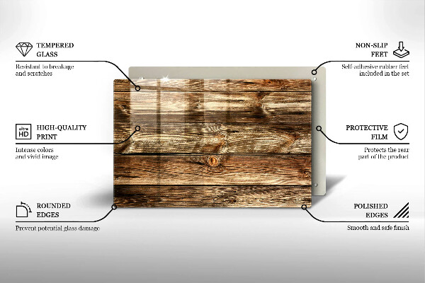 Placă sticla protectie aragaz Textura scândură de lemn
