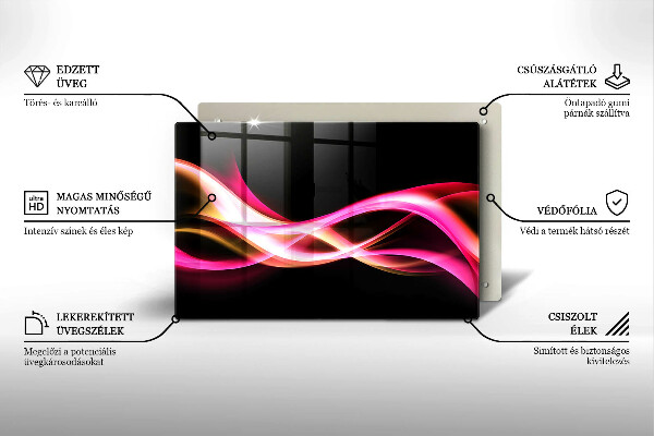 Placă sticla protectie aragaz Fum neon abstract