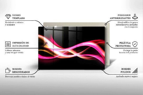 Placă sticla protectie aragaz Fum neon abstract