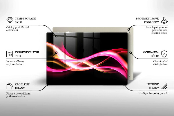 Placă sticla protectie aragaz Fum neon abstract