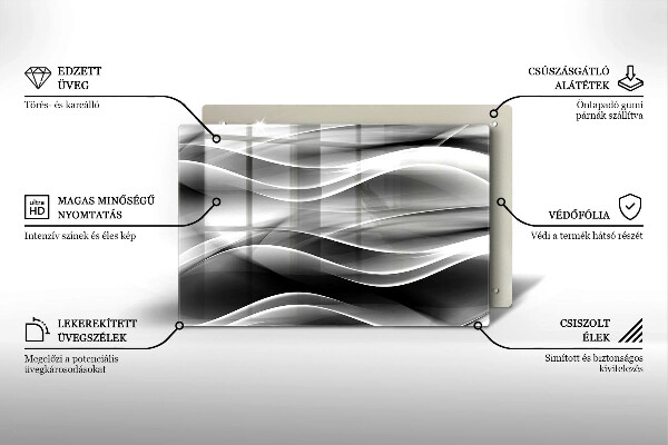 Placă sticla protectie aragaz Linii abstracte de fum