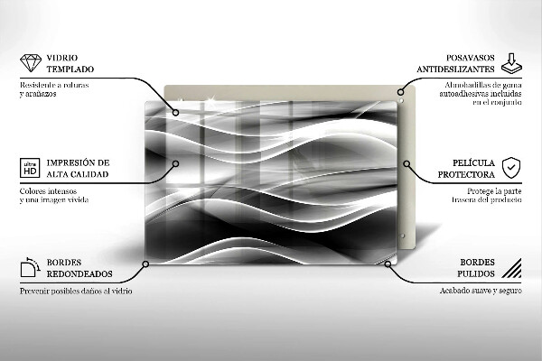 Placă sticla protectie aragaz Linii abstracte de fum