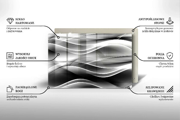 Placă sticla protectie aragaz Linii abstracte de fum