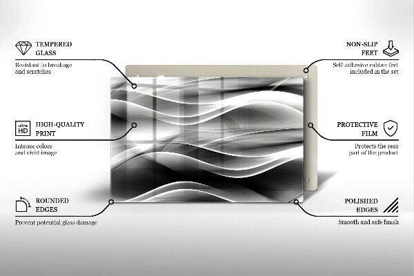 Placă sticla protectie aragaz Linii abstracte de fum