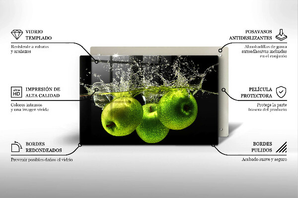Placă sticla protectie aragaz Mere verzi și apă