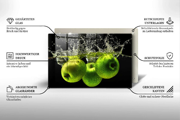 Placă sticla protectie aragaz Mere verzi și apă