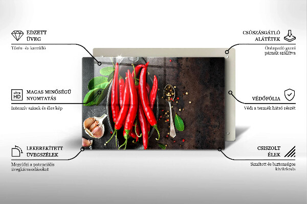 Placă sticla protectie aragaz Ardei iute roșu
