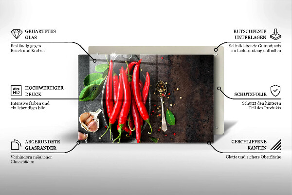 Placă sticla protectie aragaz Ardei iute roșu
