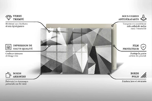 Placă din sticla protectie perete Abstracție ascuțită concretă