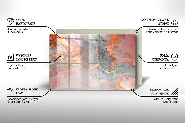 Placă din sticla protectie perete Marmură cu aur