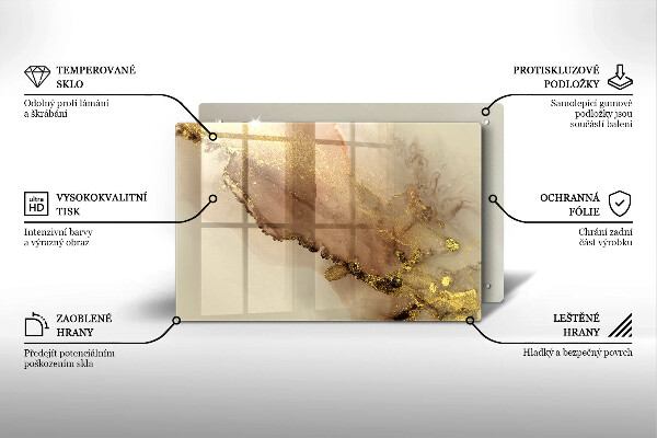 Placă sticla protectie aragaz Abstracția aurului