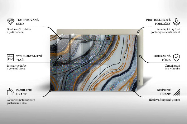 Placă sticla protectie aragaz stâncă cu aur