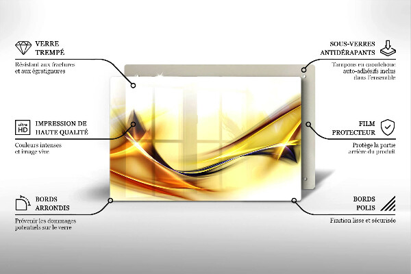 Placă sticla protectie aragaz Linii abstracte de lumină