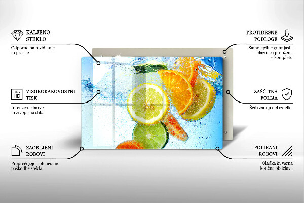 Placă sticla protectie aragaz Apă de citrice suculentă