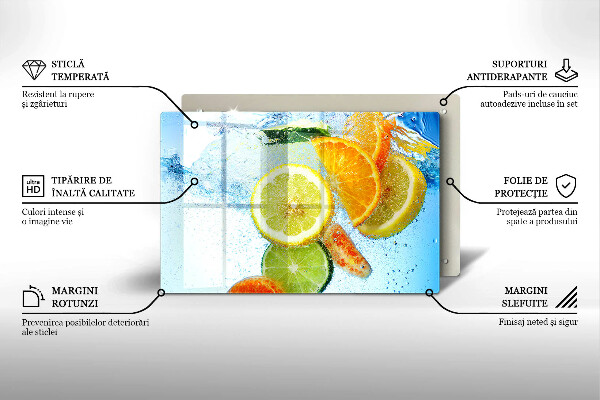 Placă sticla protectie aragaz Apă de citrice suculentă