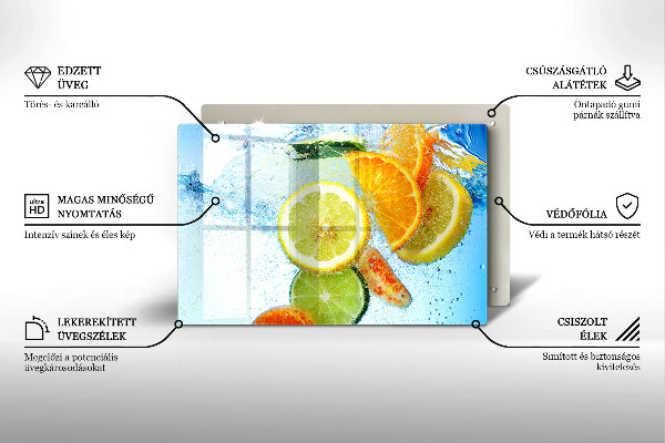 Placă sticla protectie aragaz Apă de citrice suculentă