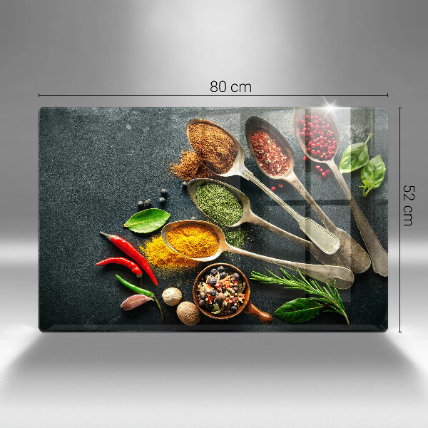 Placă din sticla protectie perete Linguri de bucătărie de condimente