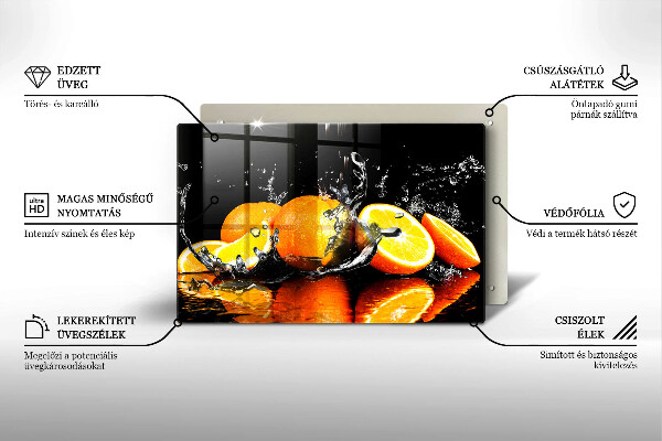 Placă din sticla protectie perete Fructe portocale suculente