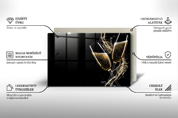 Placă sticla protectie aragaz Pahare de șampanie