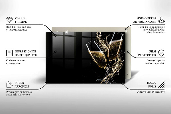 Placă sticla protectie aragaz Pahare de șampanie
