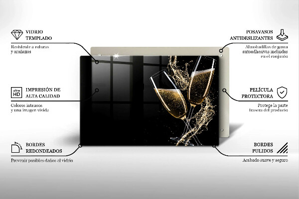 Placă sticla protectie aragaz Pahare de șampanie