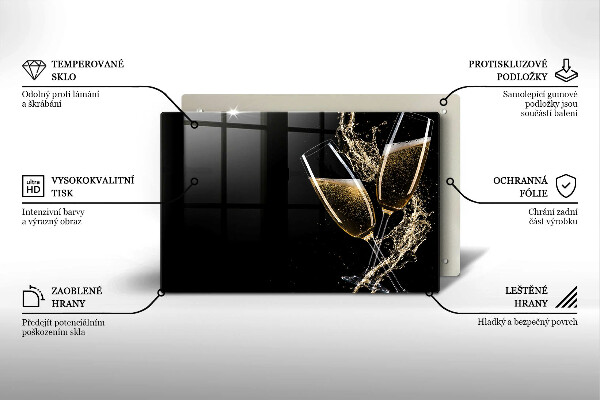 Placă sticla protectie aragaz Pahare de șampanie