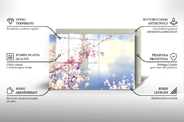 Placă sticla protectie aragaz Copac înflorit