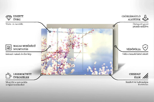 Placă sticla protectie aragaz Copac înflorit