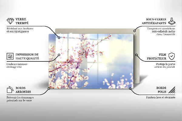 Placă sticla protectie aragaz Copac înflorit