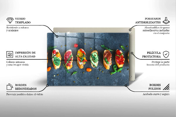 Placă din sticla protectie plita Sandvișuri colorate