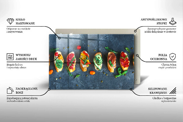 Placă din sticla protectie plita Sandvișuri colorate