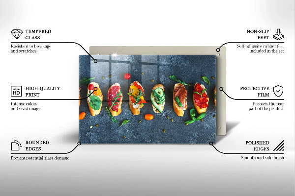 Placă din sticla protectie plita Sandvișuri colorate
