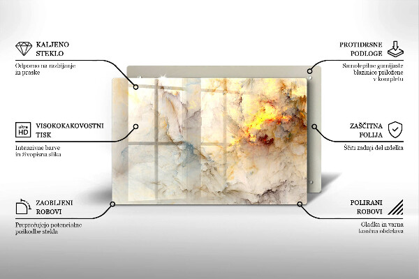 Placă din sticla protectie plita Textura de marmură cu aur