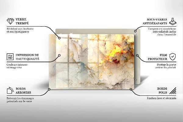 Placă din sticla protectie plita Textura de marmură cu aur