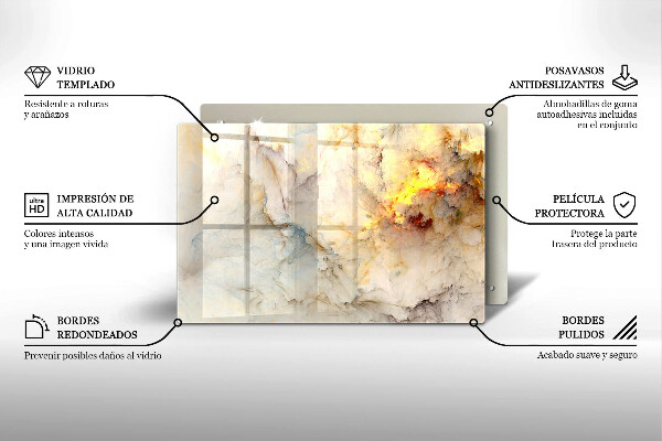 Placă din sticla protectie plita Textura de marmură cu aur
