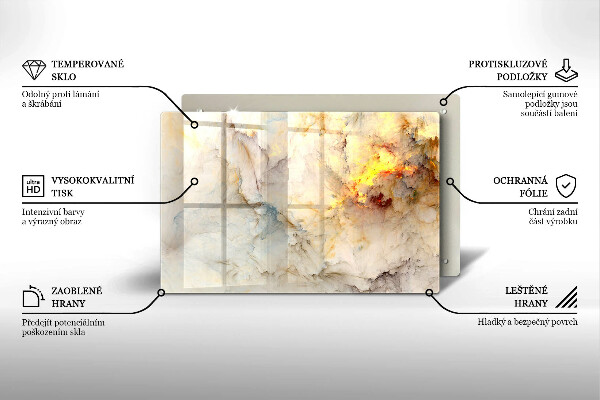 Placă din sticla protectie plita Textura de marmură cu aur