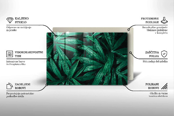 Placă din sticla protectie plita Frunze de plante