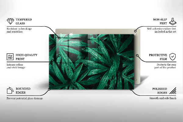 Placă din sticla protectie plita Frunze de plante