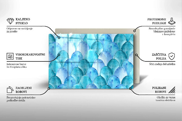 Placă din sticla protectie plita Solzi de acuarelă