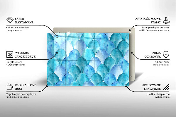 Placă din sticla protectie plita Solzi de acuarelă