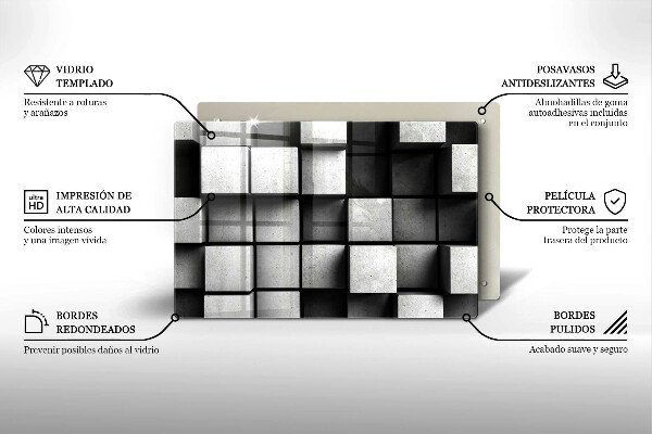 Placă din sticla protectie plita Fundal cu geometrie 3D